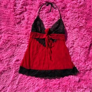 red lace halter top